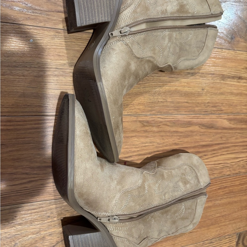 Tan Suede Western Ankle Boots - Picture 7 of 7